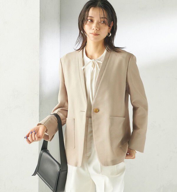 SHIPS for women「〈手洗い可能〉カラミ ノーラペル ジャケット」|ノーカラージャケット|