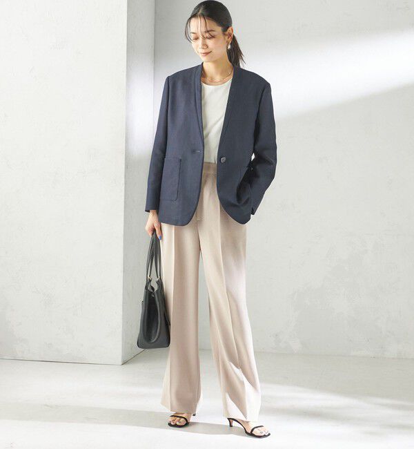 SHIPS for women「〈手洗い可能〉カラミ ノーラペル ジャケット」|ノーカラージャケット|