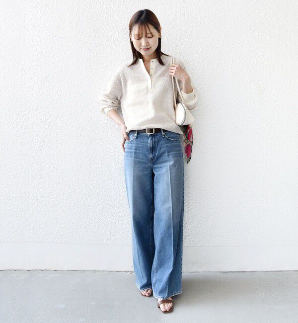 SHIPS for women「【WEB限定】〈手洗い可能〉ウェーブ クレープ ヘンリー 2WAY プルオーバー」|Tシャツ・カットソー|