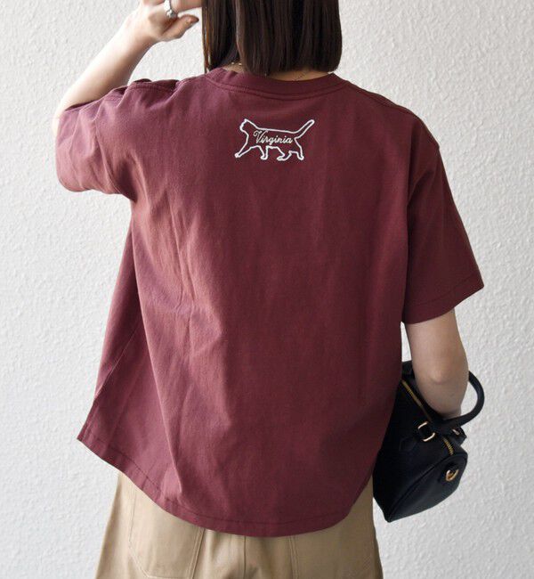 SHIPS any「【SHIPS any別注】Collegiate Pacific:〈洗濯機可能〉V ガゼット プリント & 刺繍 Tシャツ」|Tシャツ・カットソー|