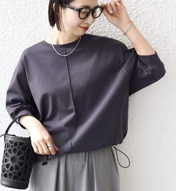 SHIPS for women「【WEB限定】〈接触冷感 / 汗染み防止加工〉オーガニック コットン 裾 ドロスト トップス」|Tシャツ・カットソー|