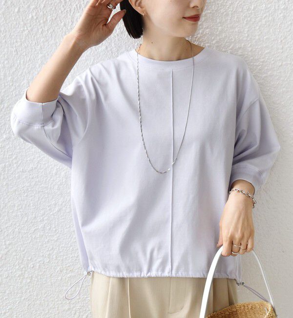 SHIPS for women「【WEB限定】〈接触冷感 / 汗染み防止加工〉オーガニック コットン 裾 ドロスト トップス」|Tシャツ・カットソー|