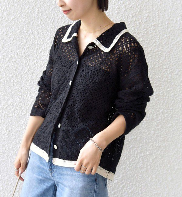 SHIPS for women「【WEB限定】〈手洗い可能〉クロシェ ニット カーディガン」|カーディガン|