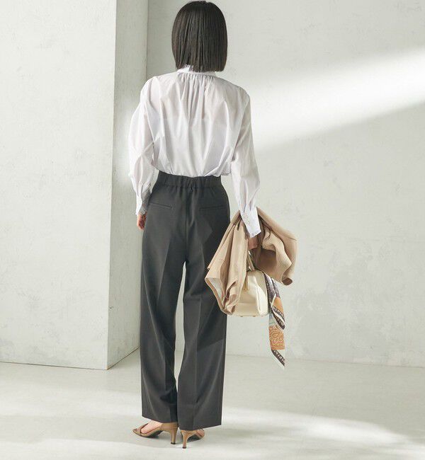 SHIPS for women「〈手洗い可能〉パール モチーフ ボタン フリル ブラウス」|シャツ・ブラウス|