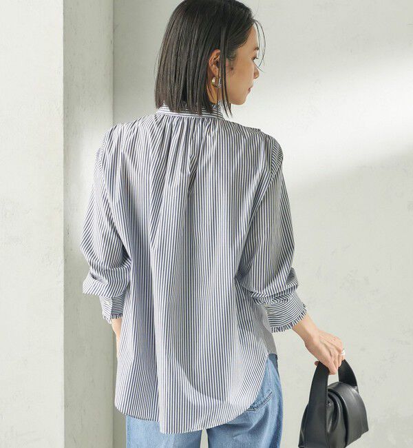 SHIPS for women「〈手洗い可能〉パール モチーフ ボタン フリル ブラウス」|シャツ・ブラウス|