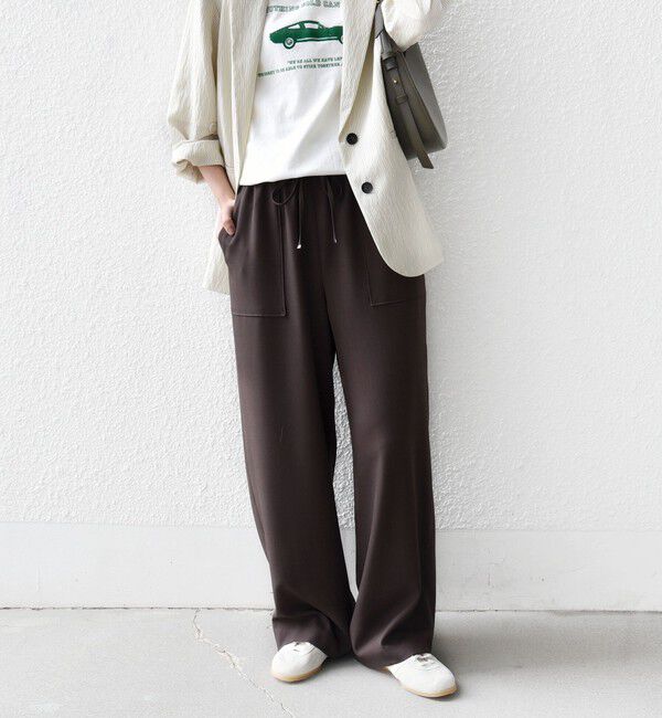 SHIPS for women「〈手洗い可能〉梳毛調ポケット デザイン ストレッチ ドロスト パンツ」|その他|ブラウン