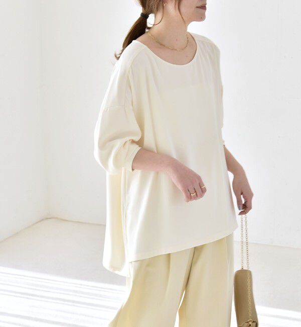 quaranciel「《予約》quaranciel:〈洗濯機可能〉ジョーゼット ニュアンス  T-ブラウス」|シャツ・ブラウス|