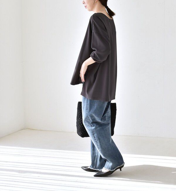 quaranciel「《予約》quaranciel:〈洗濯機可能〉ジョーゼット ニュアンス  T-ブラウス」|シャツ・ブラウス|