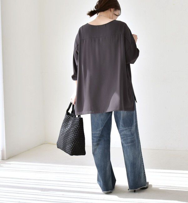 quaranciel「《予約》quaranciel:〈洗濯機可能〉ジョーゼット ニュアンス  T-ブラウス」|シャツ・ブラウス|