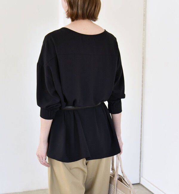 quaranciel「《予約》quaranciel:〈洗濯機可能〉ジョーゼット ニュアンス  T-ブラウス」|シャツ・ブラウス|