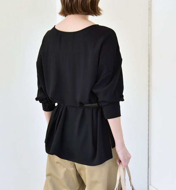 quaranciel「《予約》quaranciel:〈洗濯機可能〉ジョーゼット ニュアンス  T-ブラウス」|シャツ・ブラウス|