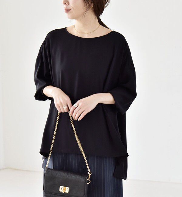 quaranciel「《予約》quaranciel:〈洗濯機可能〉ジョーゼット ニュアンス  T-ブラウス」|シャツ・ブラウス|