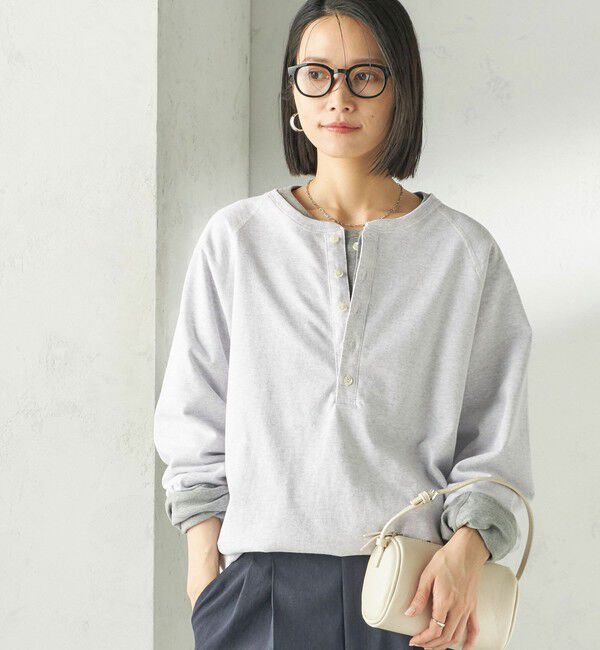 SHIPS for women「【SHIPS別注】onit: ヘンリー ネック プルオーバー」|Tシャツ・カットソー|ライトグレー