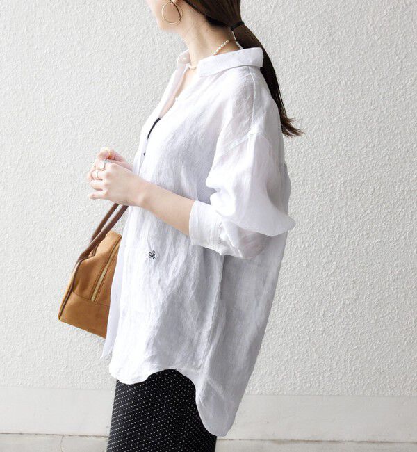 SHIPS any「SHIPS any:〈洗濯機可能〉リネン 刺繍 レギュラー ルーズ シャツ」|シャツ・ブラウス|