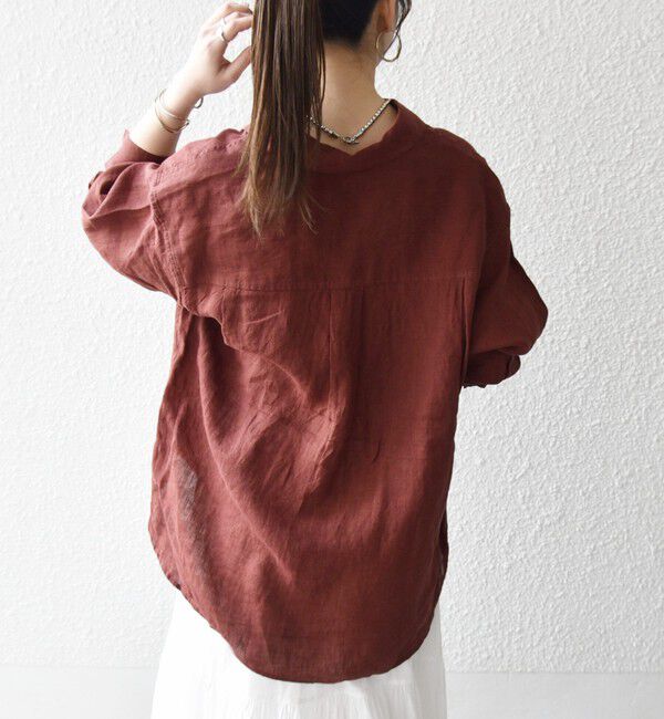 SHIPS any「SHIPS any:〈洗濯機可能〉リネン 刺繍 レギュラー ルーズ シャツ」|シャツ・ブラウス|