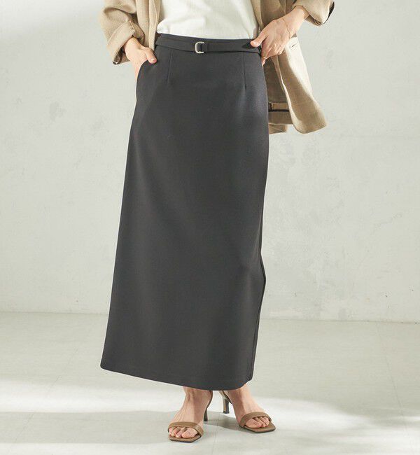 SHIPS for women「堀田茜&times;SHIPS:〈手洗い可能〉ベルト 付き ジョーゼット スカート」|スカート|ブラック