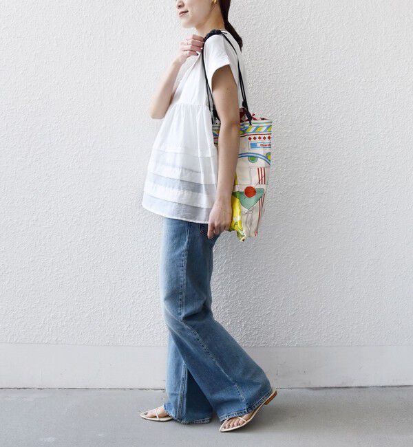 SHIPS for women「《予約》【WEB限定】〈手洗い可能〉布帛 コンビ ペプラム TEE」|Tシャツ・カットソー|