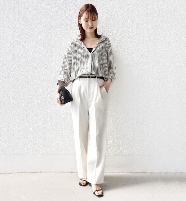 SHIPS for women「【WEB限定】〈手洗い可能〉ストライプ フード 羽織り シャツ」|シャツ・ブラウス|