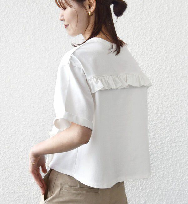 SHIPS for women「《予約》【WEB限定】〈接触冷感〉オーガニック コットン フリル TEE」|Tシャツ・カットソー|