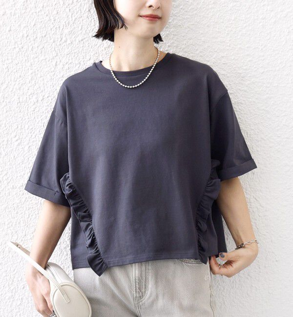 SHIPS for women「《予約》【WEB限定】〈接触冷感〉オーガニック コットン フリル TEE」|Tシャツ・カットソー|