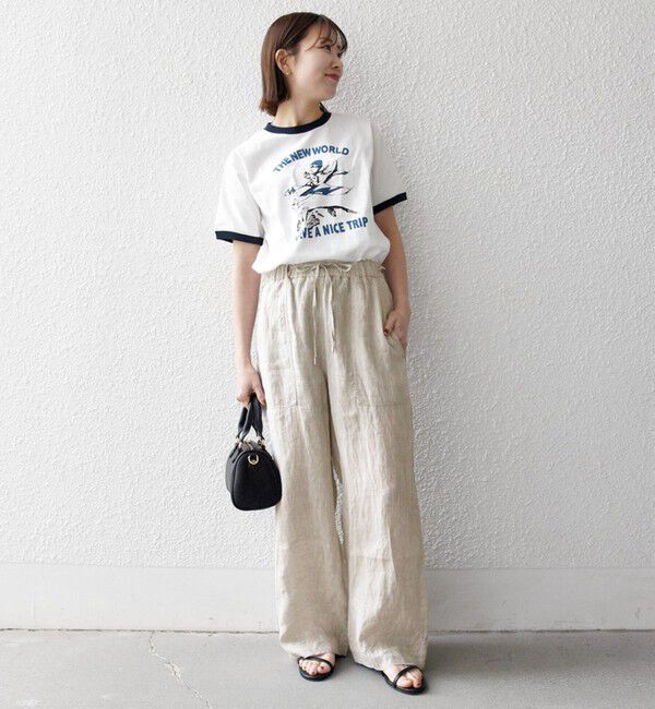 SHIPS any「《予約》【SHIPS any別注】THE KNiTS:〈洗濯機可能〉ロゴ プリント リンガー TEE」|Tシャツ・カットソー|