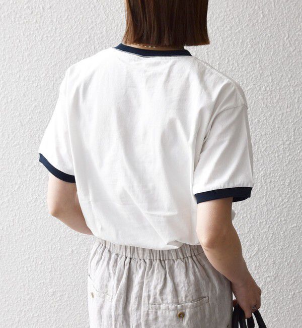 SHIPS any「《予約》【SHIPS any別注】THE KNiTS:〈洗濯機可能〉ロゴ プリント リンガー TEE」|Tシャツ・カットソー|