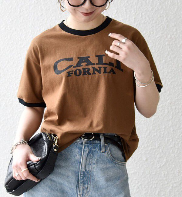 SHIPS any「《予約》【SHIPS any別注】THE KNiTS:〈洗濯機可能〉ロゴ プリント リンガー TEE」|Tシャツ・カットソー|