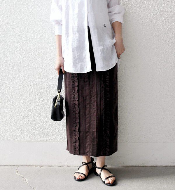 SHIPS any「SHIPS any:〈手洗い可能〉リネンミックス Iライン フリル イージー スカート」|スカート|