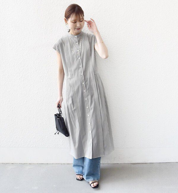 SHIPS for women「《予約》【WEB限定】〈手洗い可能〉ストライプ サイド タック ワンピース」|ワンピース|