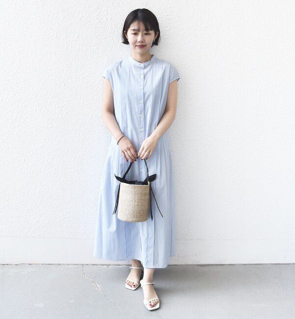 SHIPS for women「《予約》【WEB限定】〈手洗い可能〉ストライプ サイド タック ワンピース」|ワンピース|
