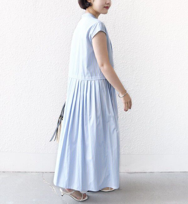 SHIPS for women「《予約》【WEB限定】〈手洗い可能〉ストライプ サイド タック ワンピース」|ワンピース|