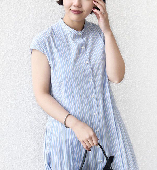SHIPS for women「《予約》【WEB限定】〈手洗い可能〉ストライプ サイド タック ワンピース」|ワンピース|