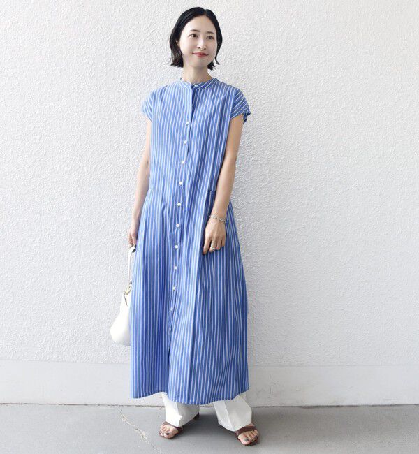 SHIPS for women「《予約》【WEB限定】〈手洗い可能〉ストライプ サイド タック ワンピース」|ワンピース|