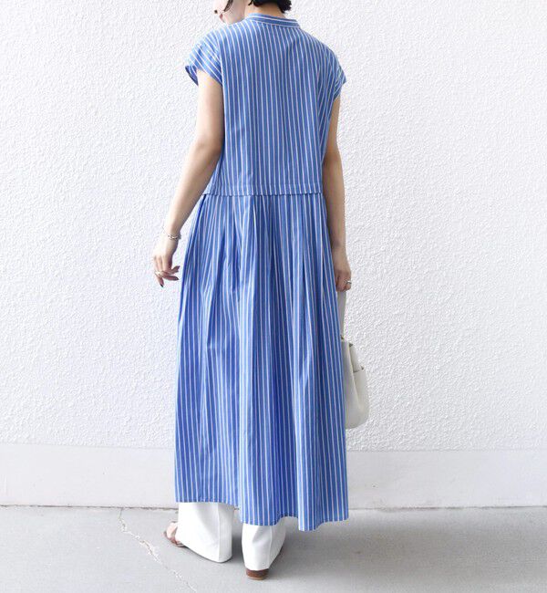 SHIPS for women「《予約》【WEB限定】〈手洗い可能〉ストライプ サイド タック ワンピース」|ワンピース|