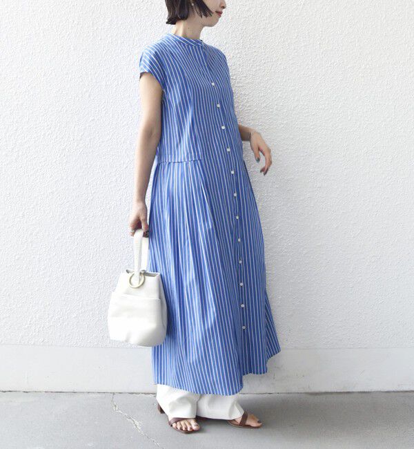 SHIPS for women「《予約》【WEB限定】〈手洗い可能〉ストライプ サイド タック ワンピース」|ワンピース|