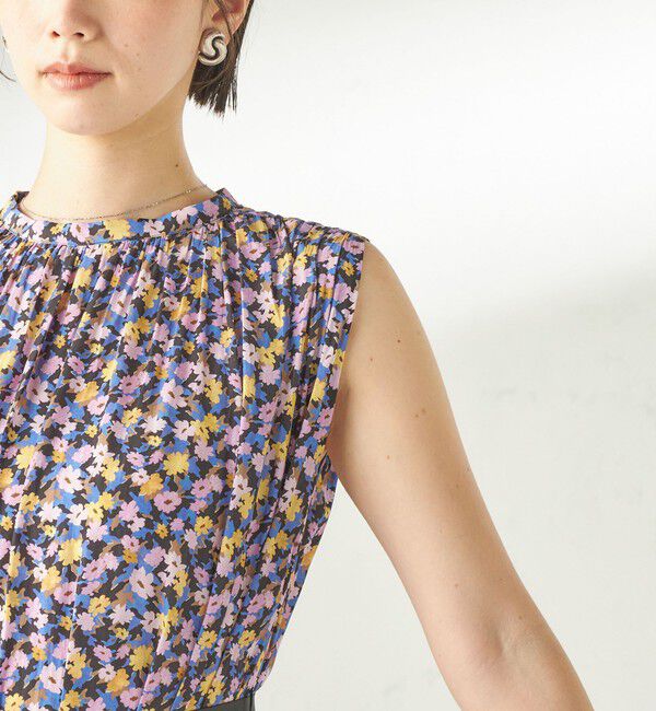 SHIPS for women「〈手洗い可能〉カッセン フラワー プリント ノースリーブ ワンピース」|ワンピース|