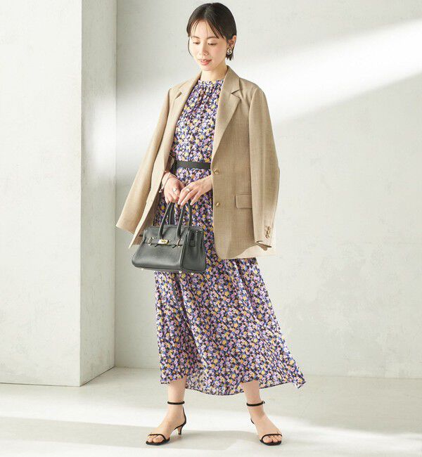 SHIPS for women「〈手洗い可能〉カッセン フラワー プリント ノースリーブ ワンピース」|ワンピース|