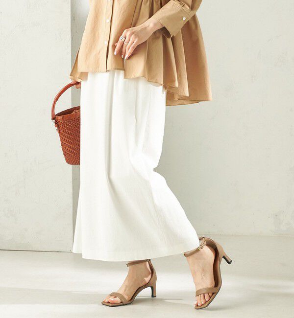 SHIPS for women「〈手洗い可能〉麻混 ベルト付 ウエストタック ナロー スカート」|スカート|