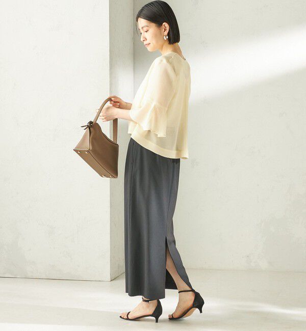 SHIPS for women「〈手洗い可能〉麻混 ベルト付 ウエストタック ナロー スカート」|スカート|