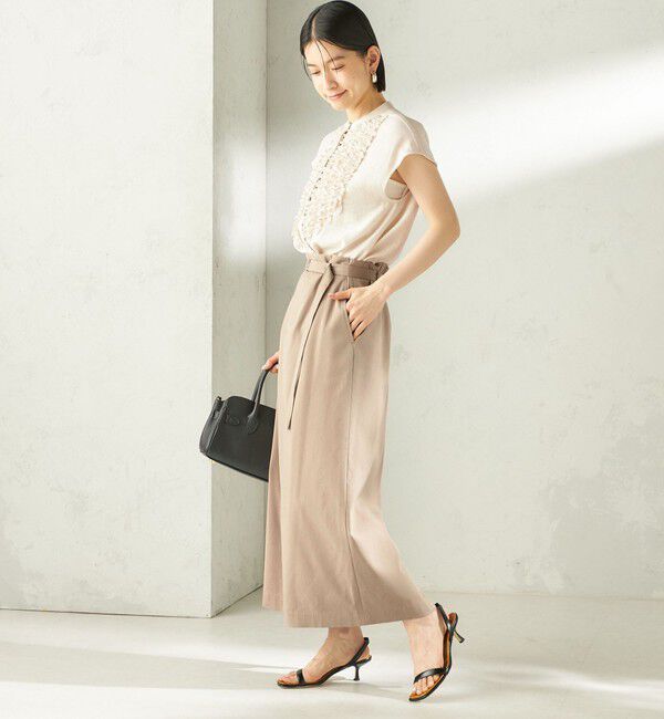 SHIPS for women「〈手洗い可能〉麻混 ベルト付 ウエストタック ナロー スカート」|スカート|