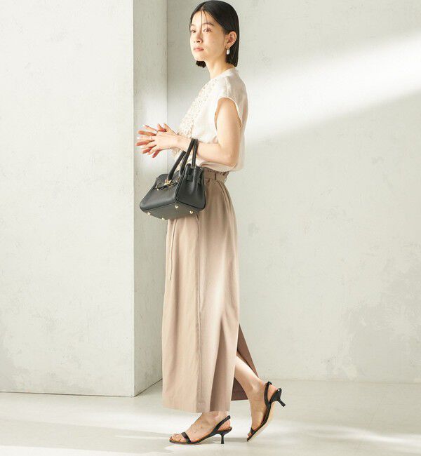 SHIPS for women「〈手洗い可能〉麻混 ベルト付 ウエストタック ナロー スカート」|スカート|