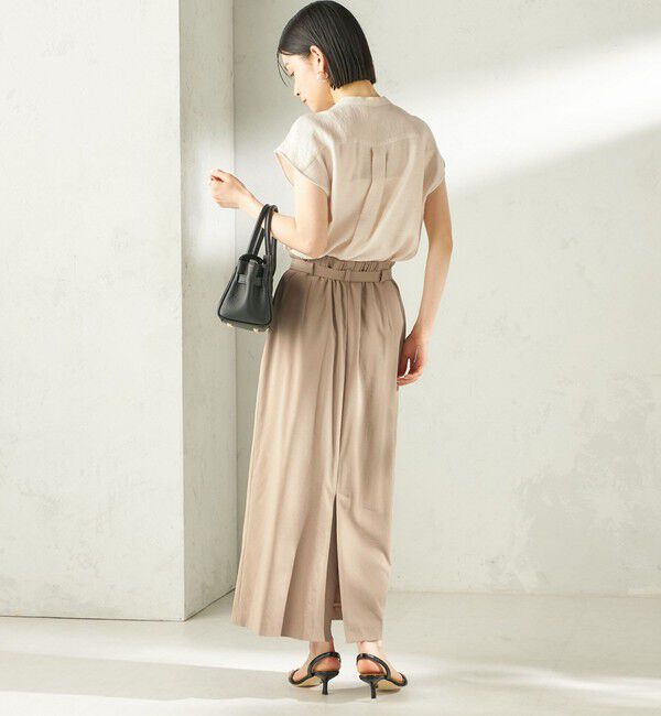 SHIPS for women「〈手洗い可能〉麻混 ベルト付 ウエストタック ナロー スカート」|スカート|