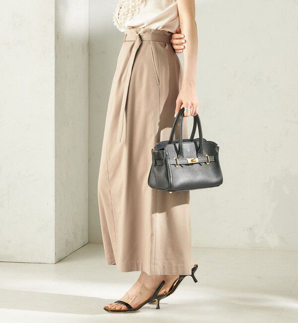 SHIPS for women「〈手洗い可能〉麻混 ベルト付 ウエストタック ナロー スカート」|スカート|