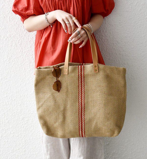 SHIPS any「《予約》TARANGO: ライン デザイン ジュート ビッグ トート（A4対応）」|トートバッグ|