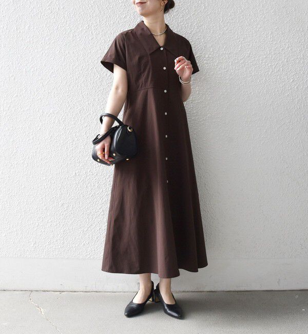 SHIPS any「《予約》SHIPS any:〈洗濯機可能〉フラットカラー Vネック フレア ワンピース 2」|ワンピース|