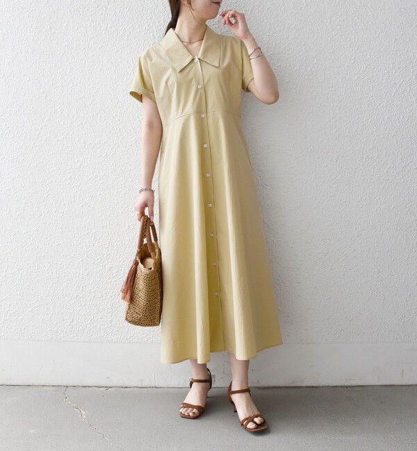 SHIPS any「《予約》SHIPS any:〈洗濯機可能〉フラットカラー Vネック フレア ワンピース 2」|ワンピース|