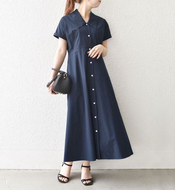 SHIPS any「《予約》SHIPS any:〈洗濯機可能〉フラットカラー Vネック フレア ワンピース 2」|ワンピース|