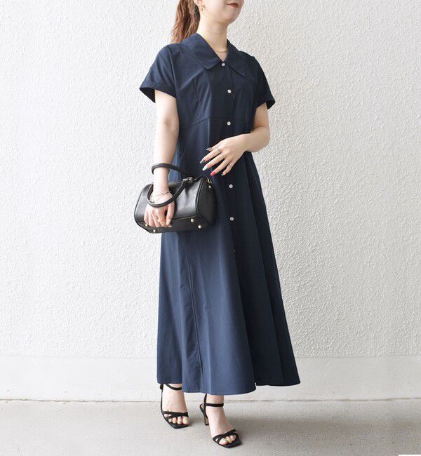 SHIPS any「《予約》SHIPS any:〈洗濯機可能〉フラットカラー Vネック フレア ワンピース 2」|ワンピース|