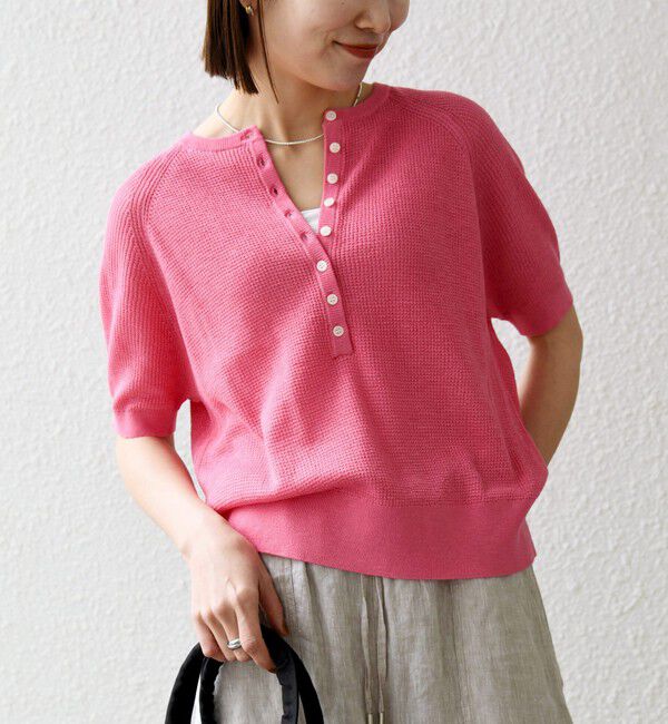 SHIPS any「《予約》SHIPS any:〈手洗い可能〉リネン レーヨン ヘンリーネック プルオーバー」|ニット・セーター|