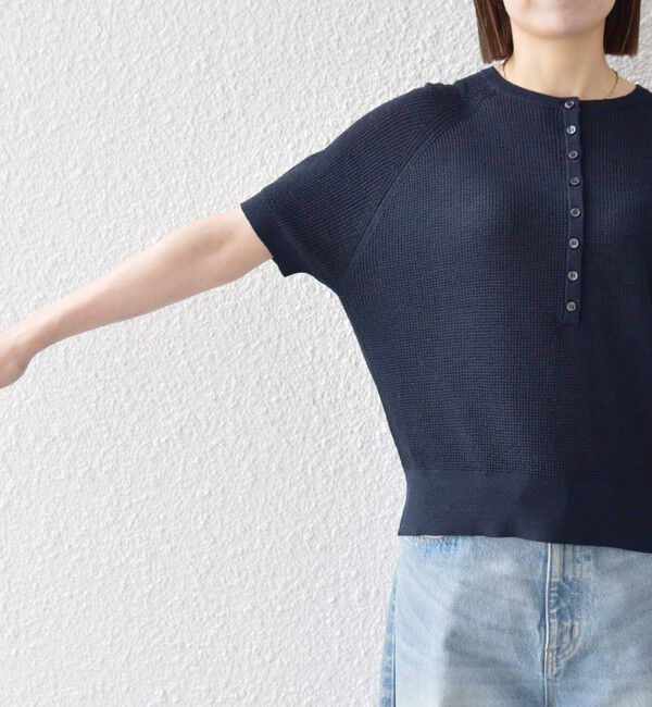 SHIPS any「《予約》SHIPS any:〈手洗い可能〉リネン レーヨン ヘンリーネック プルオーバー」|ニット・セーター|